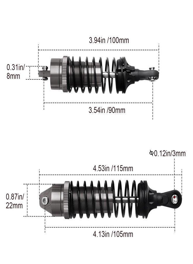 AllinRC 4PCS Aluminum Front & Rear RC Shocks for 1/10 Traxxas Slash 4x4 Compatible with Rustler Stampede Hoss 4WD Replace 5862 (Gray) - Image 5